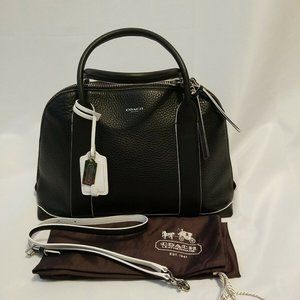 Coach Women's Black Pebbled Leather Handbag with Strap